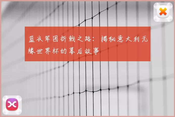 蓝衣军团折戟之路：揭秘意大利无缘世界杯的幕后故事